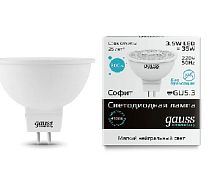 Лампа светодиодная Gauss Elementary MR16 Софит GU5.3 220В 3,5Вт 300Лм 4100К 50х45мм картинка 